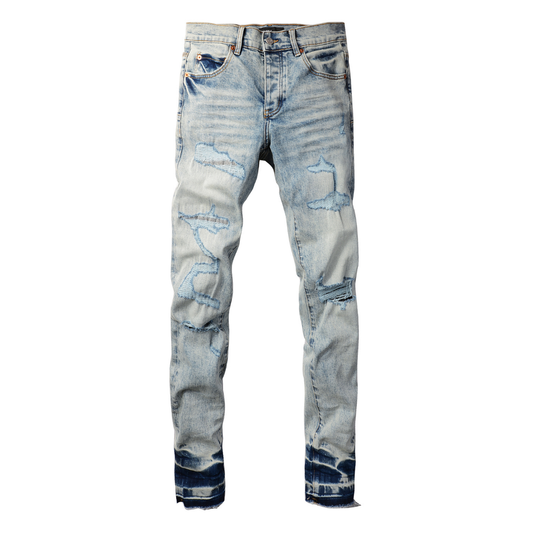 Lila Light Blau Patch Jeans