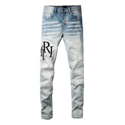 Staggered Gradient Blau Jeans