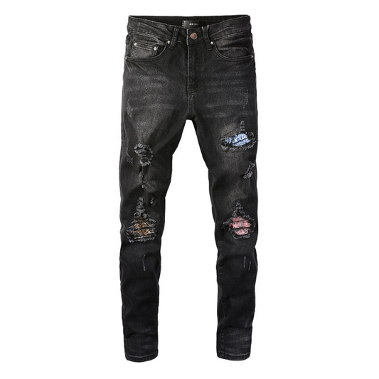 Bandana Schwarz Patch Jeans