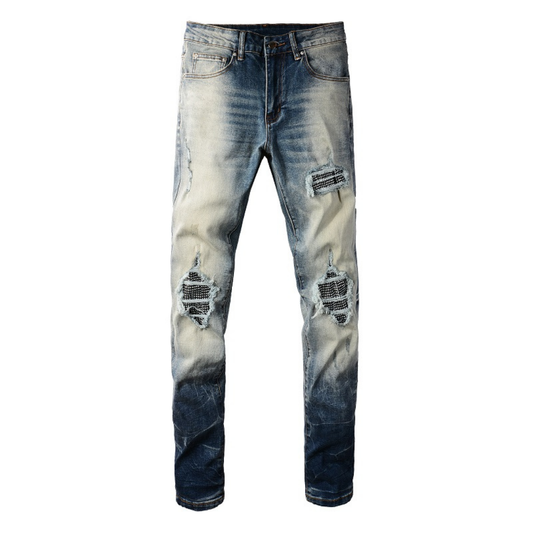 Gradient Blau Diamonds Patch Jeans