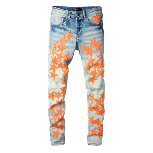 Orange Star Patch Jeans