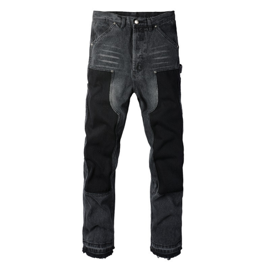 Schwarz Patch Flared Jeans