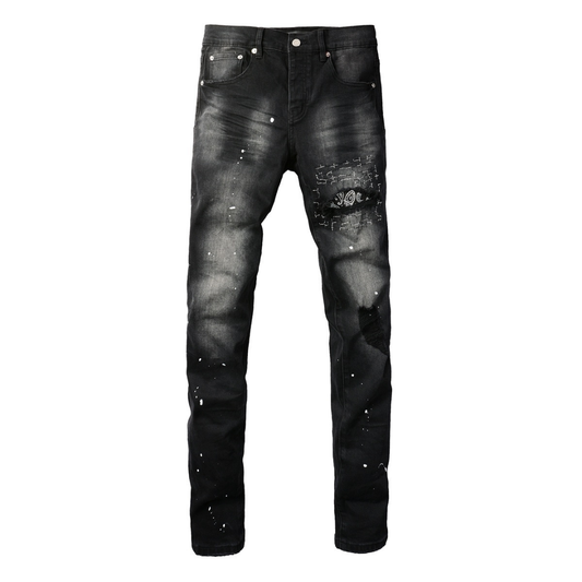 Lila Bandana Schwarz Jeans