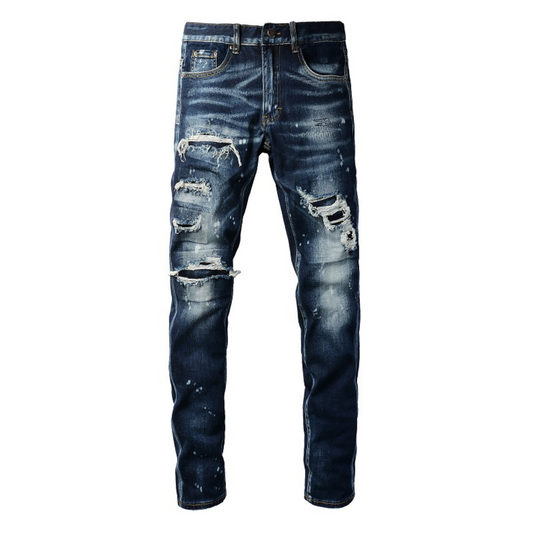 Paint Drip Blau Jeans