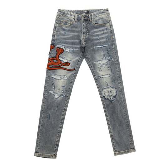 Rot Snake Grau Jeans