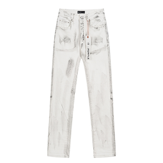 Lila Weiß Distressed Jeans