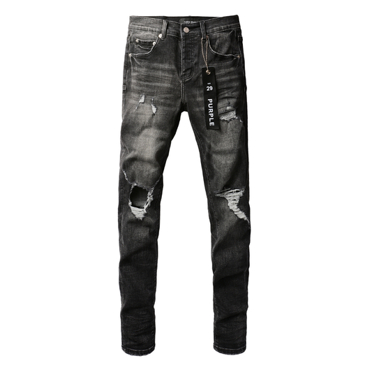 Lila Ripped Grau Schwarz Jeans