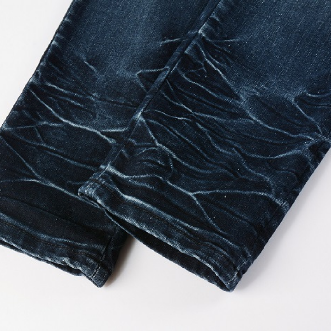 Schwarz Staggered Logo Patch Jeans