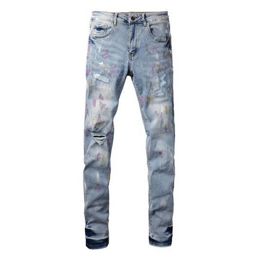 Paint Splatter Blau Jeans