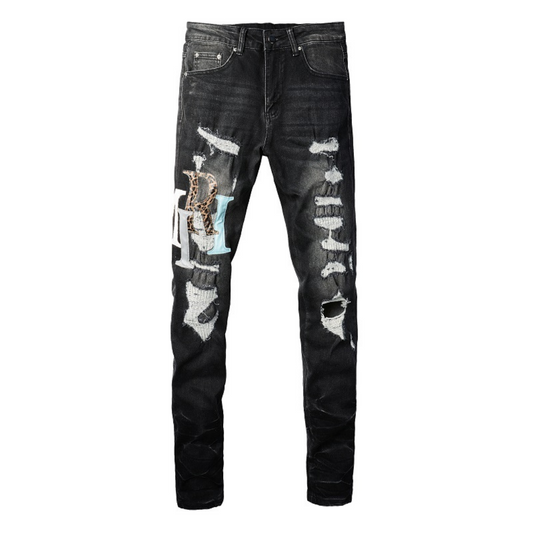Logo Distressed Schwarz Jeans
