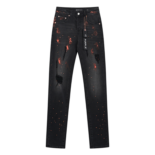 Lila Distressed Paint Jeans – Variante 2