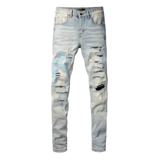 Staggered Light Blau Jeans