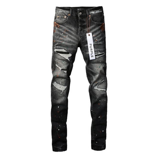 Lila Distressed Paint Jeans – Variante 2