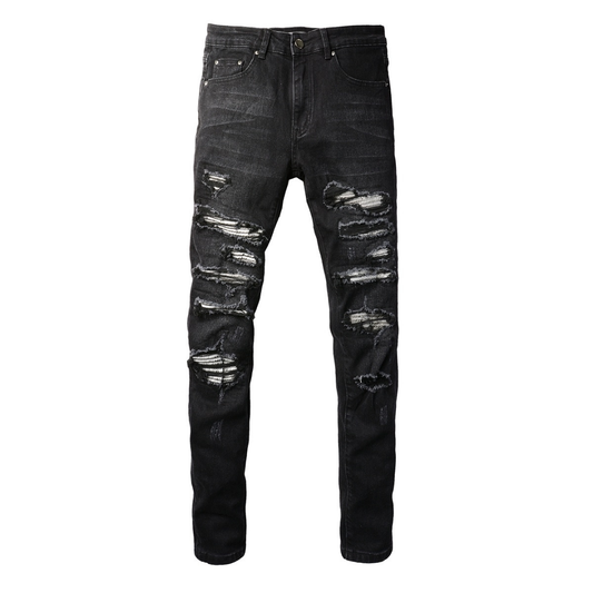 Ripped Patch Schwarz Jeans