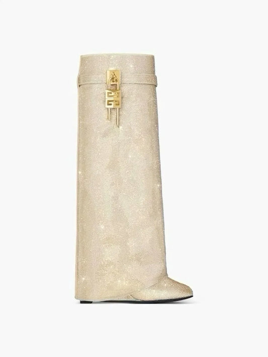 Glitzer Stiefel Gold